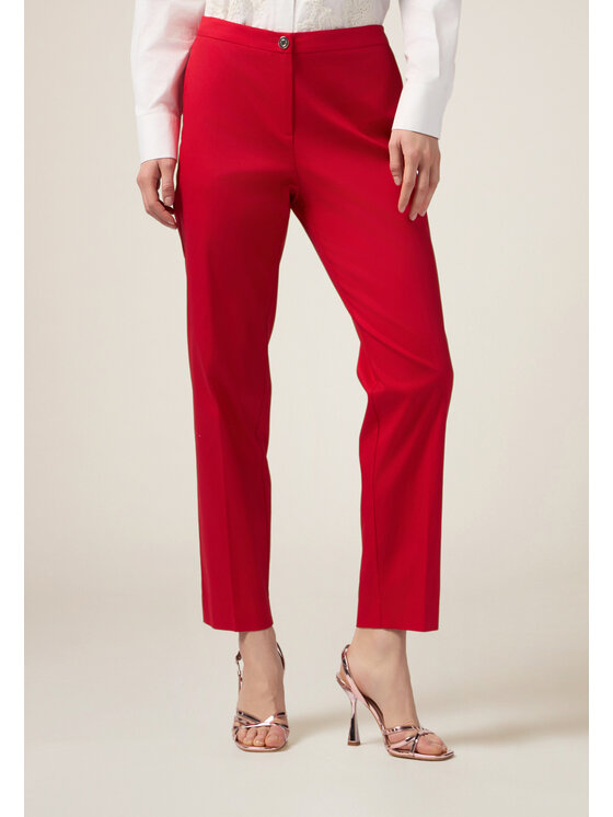 Oltre Oltre Spodnie materiałowe P066R008590N016 Czerwony Regular Fit
