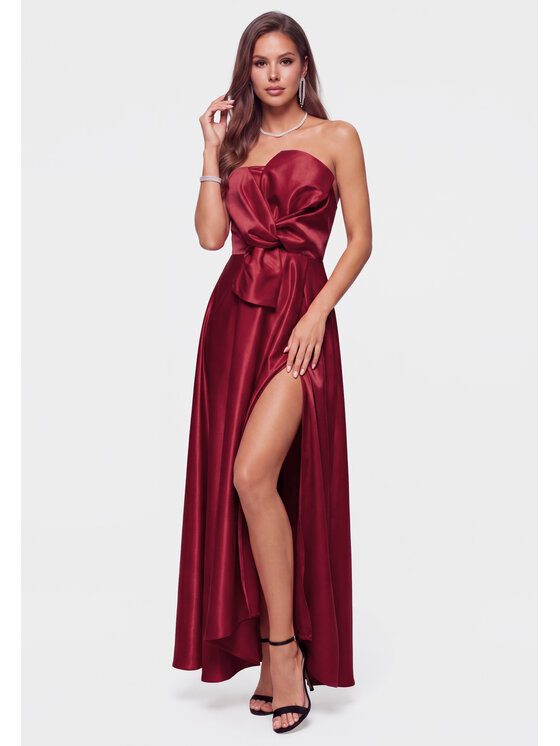 Ombre Ombre Sukienka wieczorowa LA-OM-DLR450 Bordowy Regular Fit