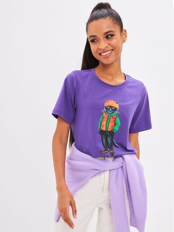 CAT by maniita lacitta CAT by maniita lacitta T-Shirt Printed T-shirt Fioletowy Regular Fit