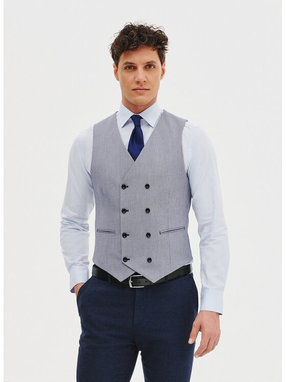 Pako Lorente Pako Lorente Kamizelka P25SF-8X-013 Granatowy Slim Fit