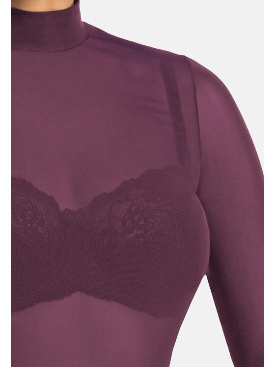 Teyli Teyli Bluzka damski z siateczki Glamour Fioletowy Standard Fit