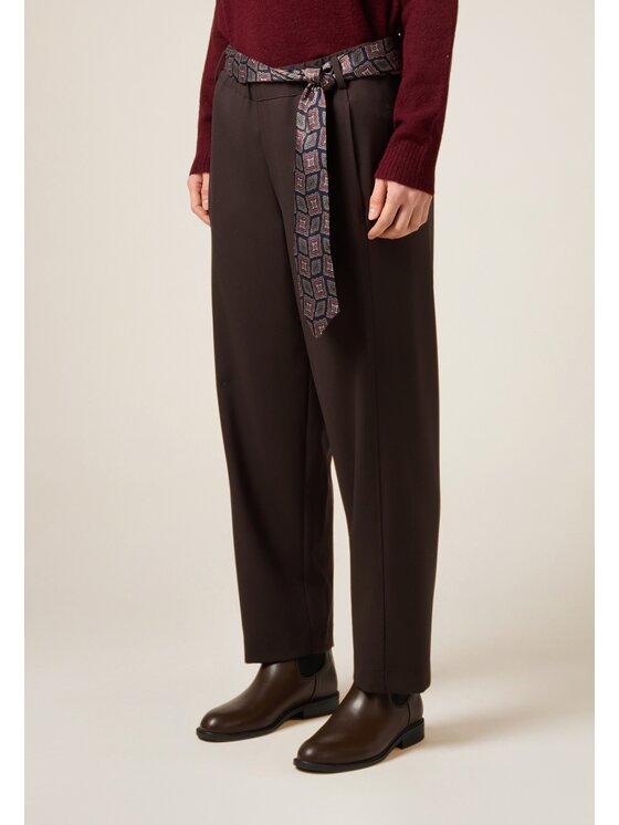 Oltre Oltre Pantaloni di tessuto P03DR009351N032 Marrone Baggy Fit