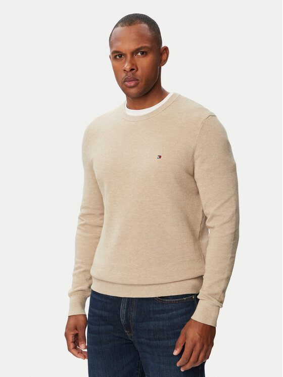 Tommy Hilfiger Pulover Essential MW0MW36347 Bej deschis Regular Fit
