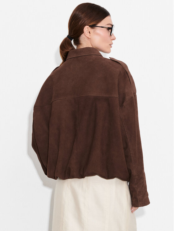 FAN LEATHER FAN LEATHER Kurtka skórzana JTLW875-60 Brązowy Oversize