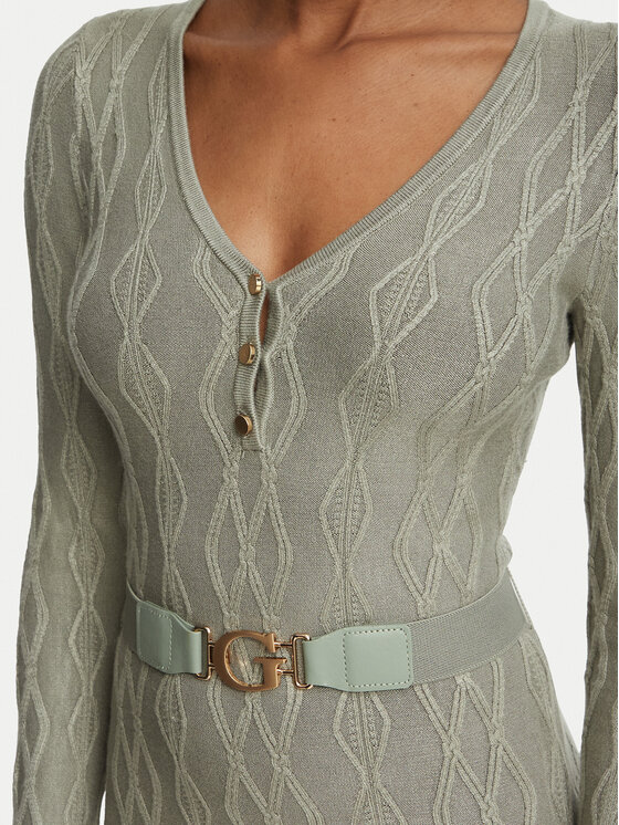 Guess Guess Φόρεμα υφασμάτινο W6BK62 Z1567 Ανοιχτό πράσινο Slim Fit