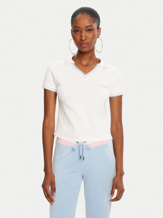 Juicy Couture Damskie Polo, rozmiar XL, Białe, JCWCT225355