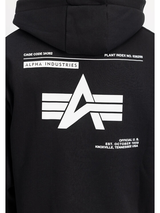 Alpha Industries Alpha Industries Mikina Label Backprint Hoodie Čierna Regular Fit