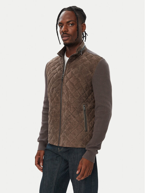 Milestone Milestone Кожено яке MSPaxton 631624 60885 Тъмносив Regular Fit