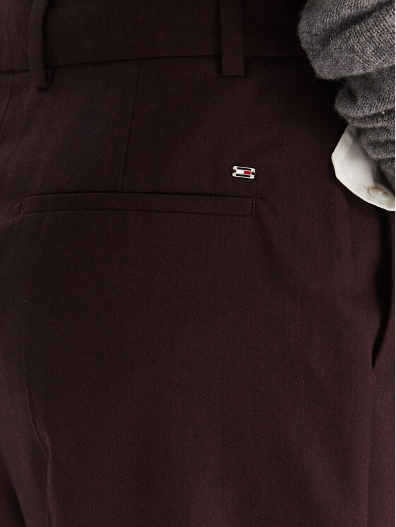 Tommy Hilfiger Tommy Hilfiger Kalhoty z materiálu WW0WW48358 Bordó Relaxed Fit