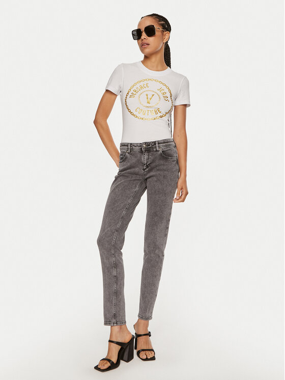 Versace Jeans Couture Versace Jeans Couture Tričko 77HAHT02 CJ03T Biela Slim Fit