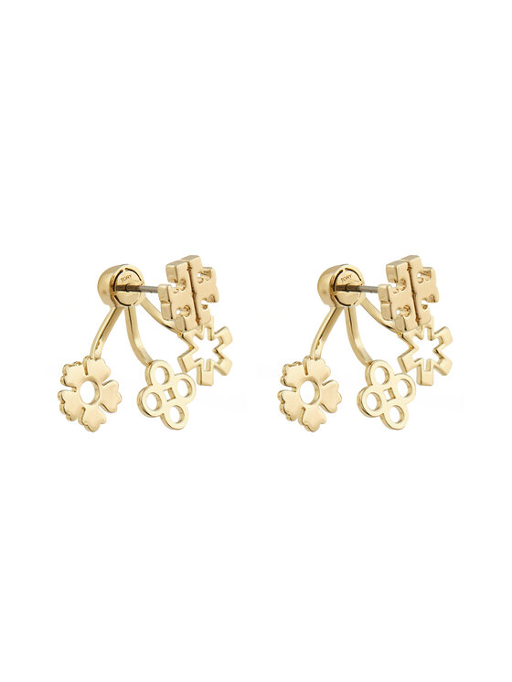 Tory Burch Tory Burch Обици Kira Clover Front-Back Earring 160178 Златист