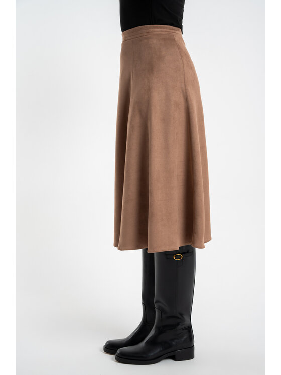 CLICK CLICK Midi sukně 70-755 Tmavě béžová Classic Fit