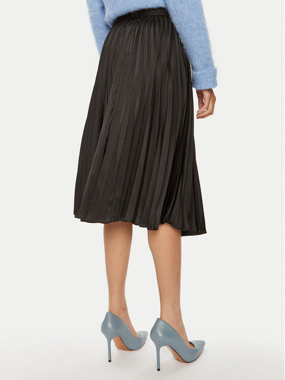 DKNY DKNY Plisovaná sukňa P4ENTQBW Čierna Regular Fit