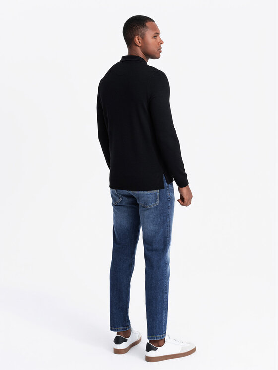 Ombre Ombre Longsleeve OM-POLS-0131 Czarny Regular Fit