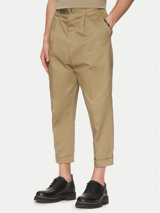 AMI Paris AMI Paris Kalhoty z materiálu HTR121.CO0103 Khaki Oversize