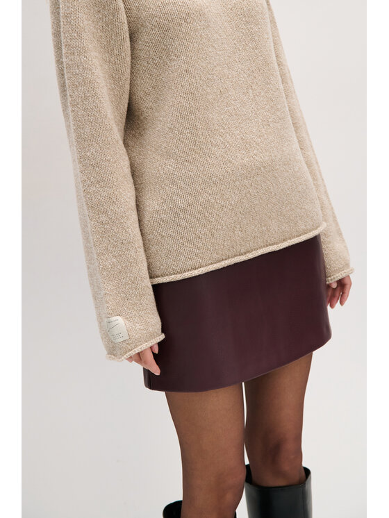 Fobya Fobya Sweter F2077 Beżowy Basic Fit