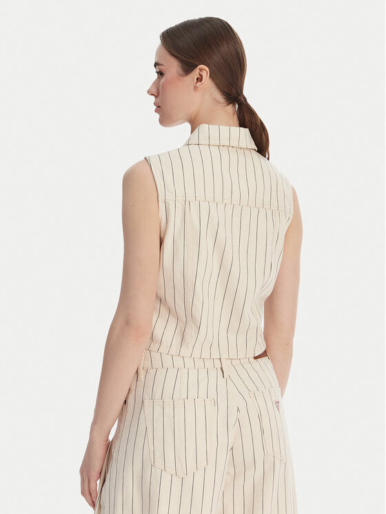 Guess Jeans Guess Jeans Γιλέκο W6GHZ9 D7961 Εκρού Slim Fit