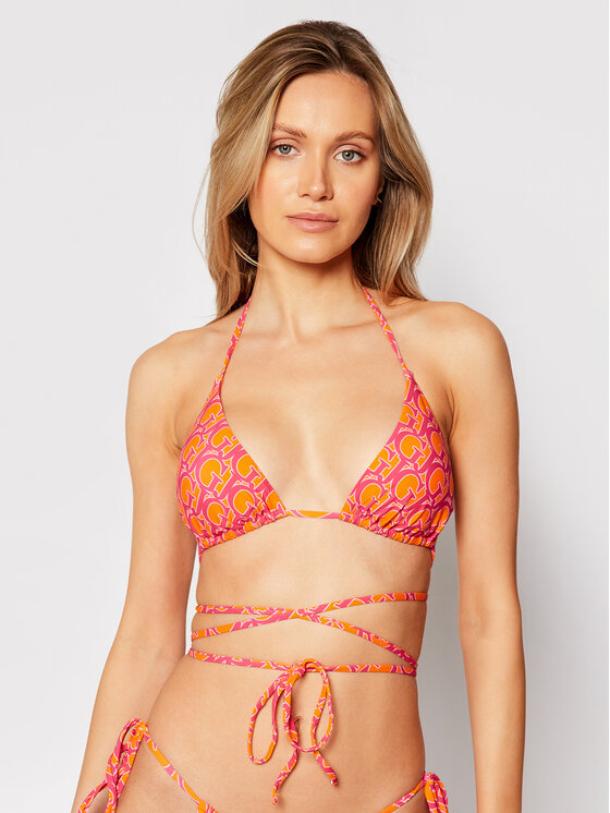 Guess Guess Bikinio viršus Removable Padded Tringle E1GJ51 MP004 Oranžinė