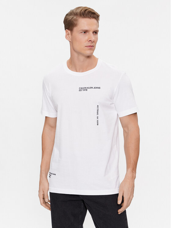 T-Shirt Fit J30J325065 Regular Jeans Klein Calvin Text Weiß