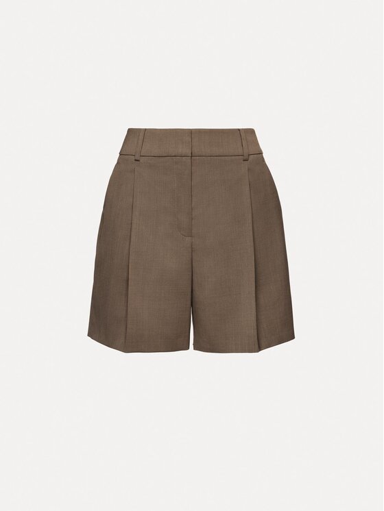 La Mania La Mania Šortky z materiálu GAREL Hnědá Basic Fit