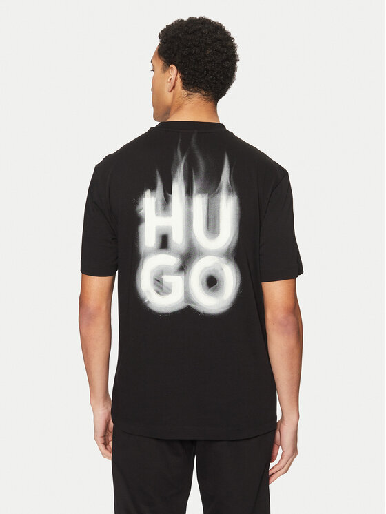 HUGO HUGO T-krekls Dalsar 50530434 Melns Relaxed Fit
