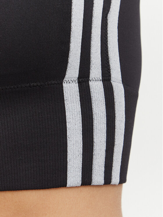 adidas adidas Biustonosz sportowy Essentials 3 Stripes Seamless Bralette KZ4109 Czarny