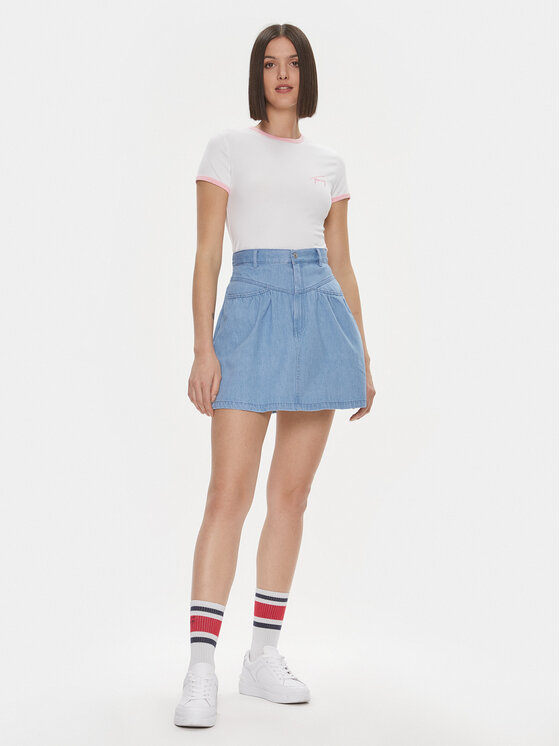 Tommy Jeans Tommy Jeans Džínsová sukňa Chambray DW0DW17440 Modrá Regular Fit