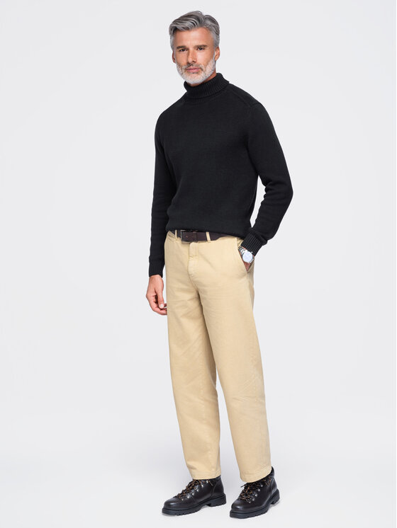 Ombre Ombre Sweter OM-SWTN-0192 Czarny Regular Fit