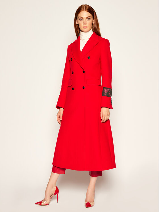MSGM MSGM Volneni plašč 2941MDC15 207521 Rdeča Regular Fit