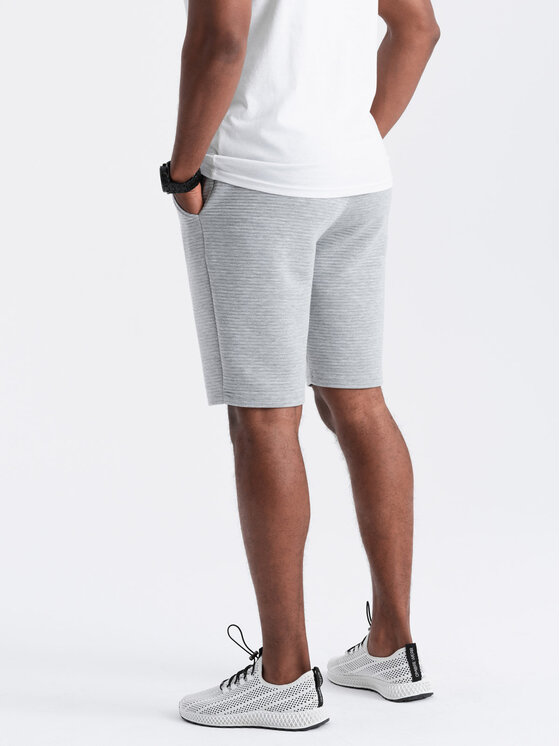 Ombre Ombre Šortky z materiálu OM-SRSK-0150 Šedá Regular Fit
