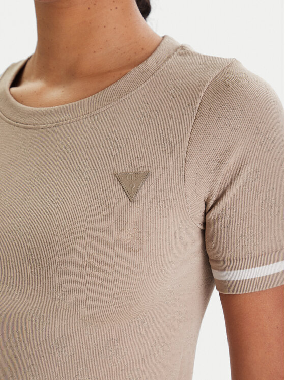 Guess Guess Póló V6RP02 Z4692 Bézs Slim Fit
