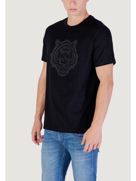 Antony Morato Antony Morato T-Shirt STUTTGART REGULAR FIT WITH PRISM SHAPE RUBBER TIGER PRINT Μαύρο Regular Fit