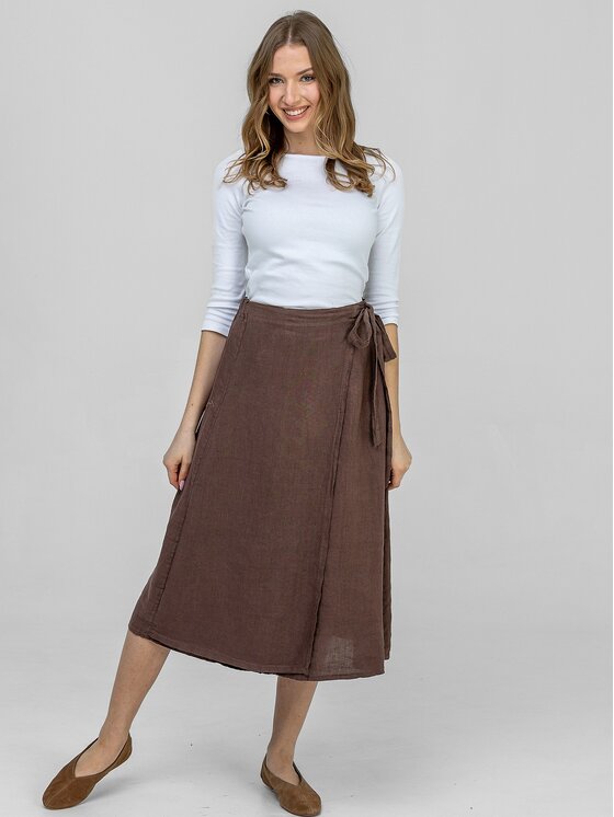 Perso Perso Maxi sukně JPE266810F Hnědá Regular Fit