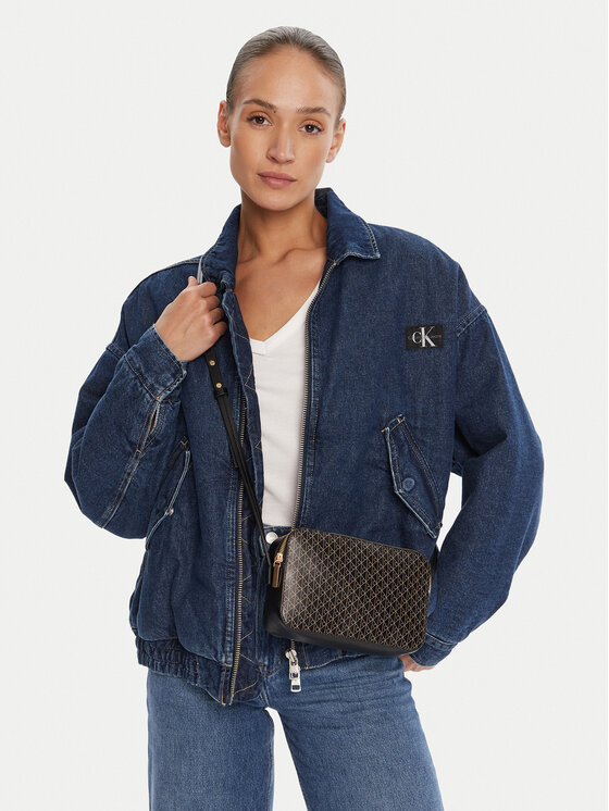 Calvin Klein Calvin Klein Дамска чанта Emblem Aop Elongated Camera Bag LV04F3268G Черен