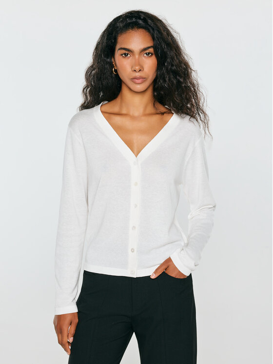 BIG STAR BIG STAR Kardigan CAMILIANA Biały Basic Fit