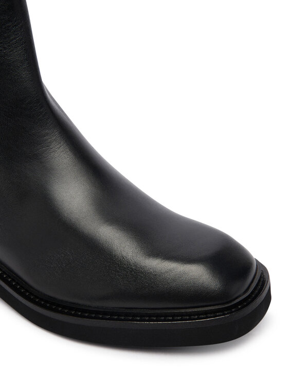 Tommy Hilfiger Tommy Hilfiger Боти Th Square Toe Leather Bootie FW0FW09046 Черен