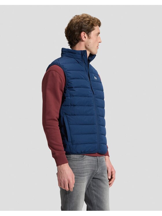 Lee Lee Kurtka puchowa STAND COLLAR PUFFER VEST Niebieski Regular Fit
