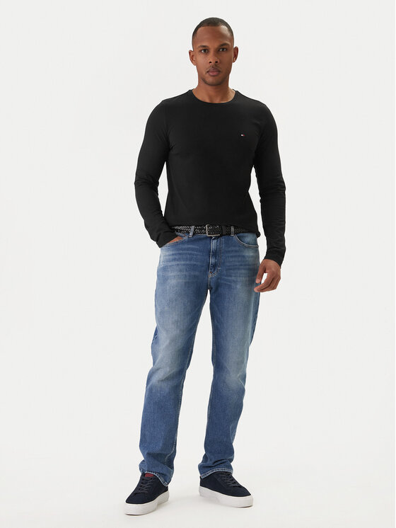 Tommy Hilfiger Tommy Hilfiger Longsleeve Stretch Tee MW0MW10804 Negru Slim Fit