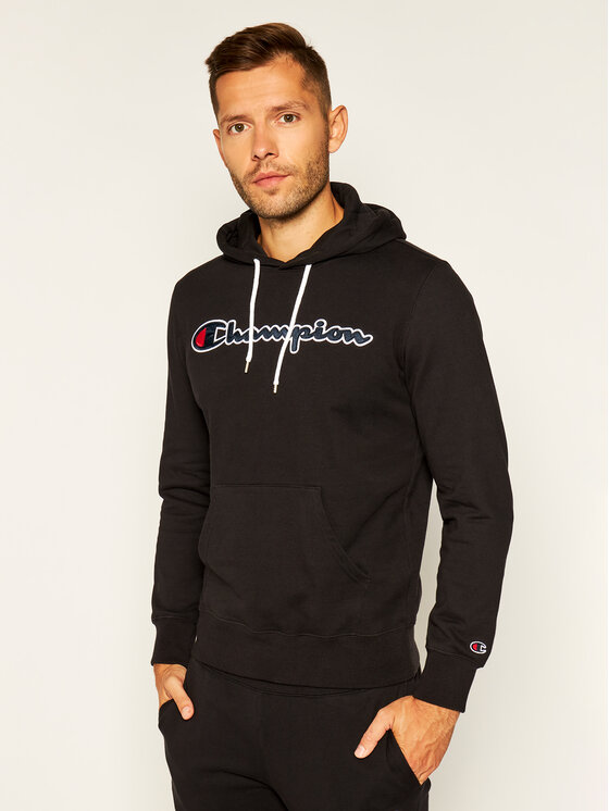Champion Sweatshirt Satin Script Logo 214183 Schwarz Regular Fit
