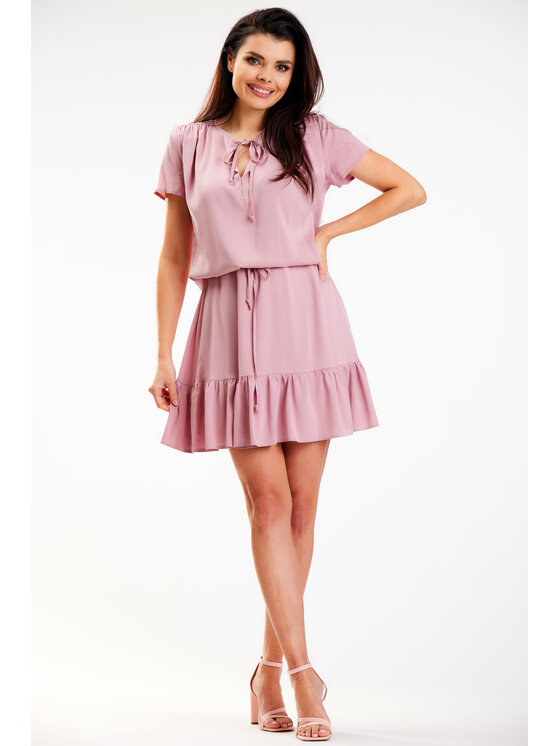Awama Awama Sukienka letnia A575 Różowy Basic Fit