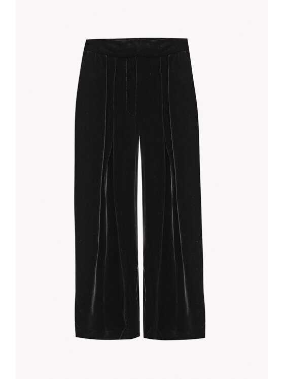 EPUZER EPUZER Spodnie materiałowe Noir Muse Velvet Czarny Standard Fit