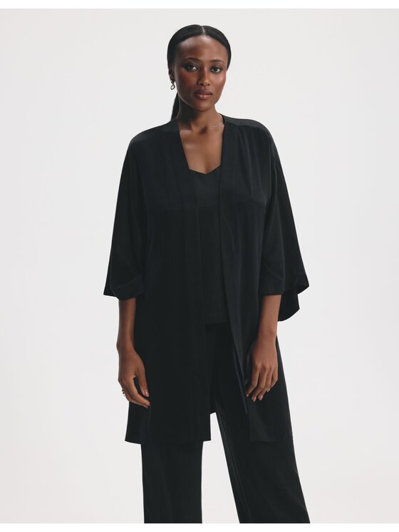 Esotiq Esotiq Szlafrok 46074 Czarny Regular Fit