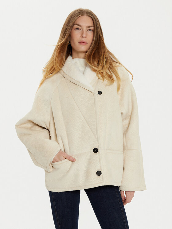 ViCOLO Cappotto in shearling TS0038 Écru Regular Fit, taglia : S
