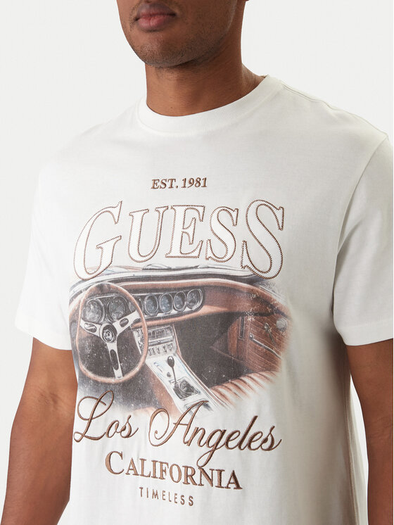 Guess Guess Tričko M6RI13 K8FQ4 Écru Regular Fit