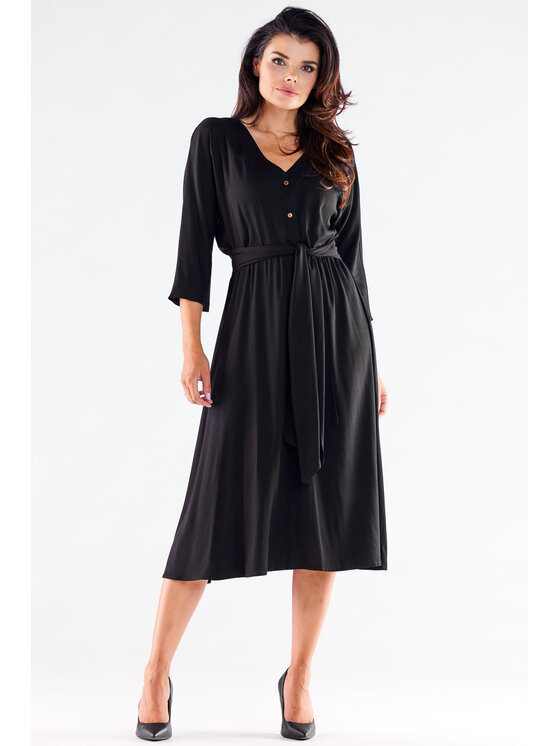 Awama Awama Sukienka letnia A522 Czarny Basic Fit