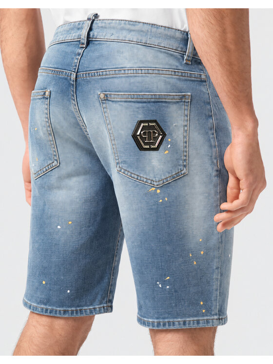 PHILIPP PLEIN PHILIPP PLEIN Szorty jeansowe 31790 Niebieski Loose Fit