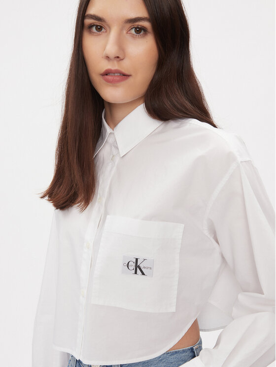 Calvin Klein Jeans Calvin Klein Jeans Koszula J20J222614 Biały Cropped Fit