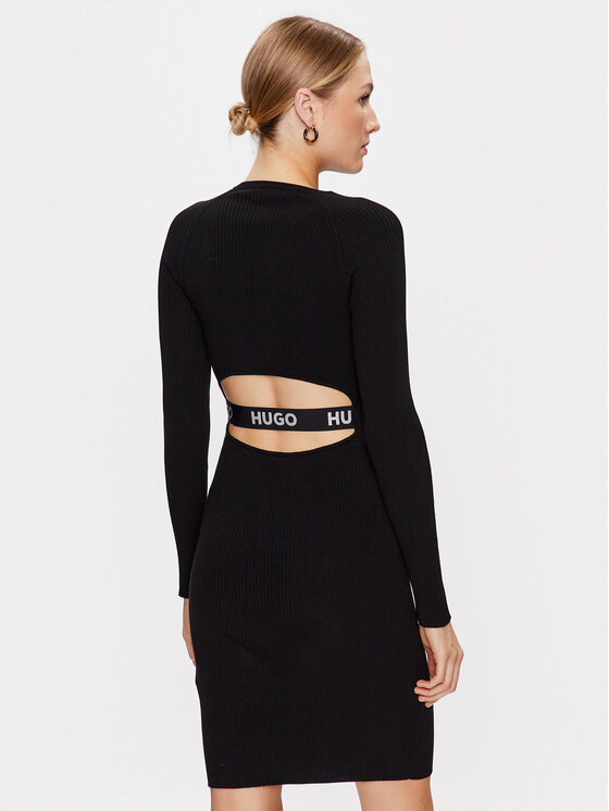 HUGO Hugo Trikotažinė suknelė 50482429 Juoda Slim Fit