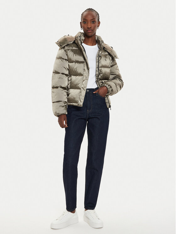 Calvin Klein Jeans Calvin Klein Jeans Žieminė striukė Shiny Monologo J20J224616 Pilka Regular Fit