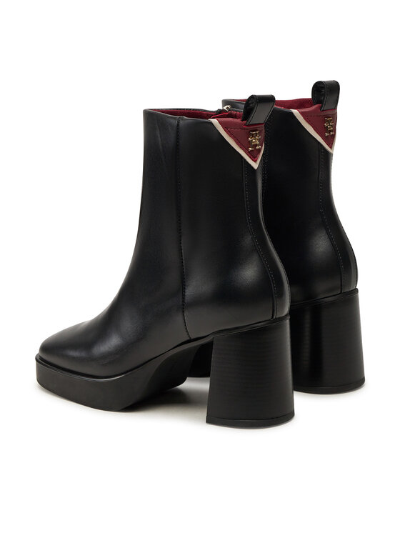 Tommy Hilfiger Tommy Hilfiger Botine Premium Leather High Heel Bootie FW0FW08100 Negru